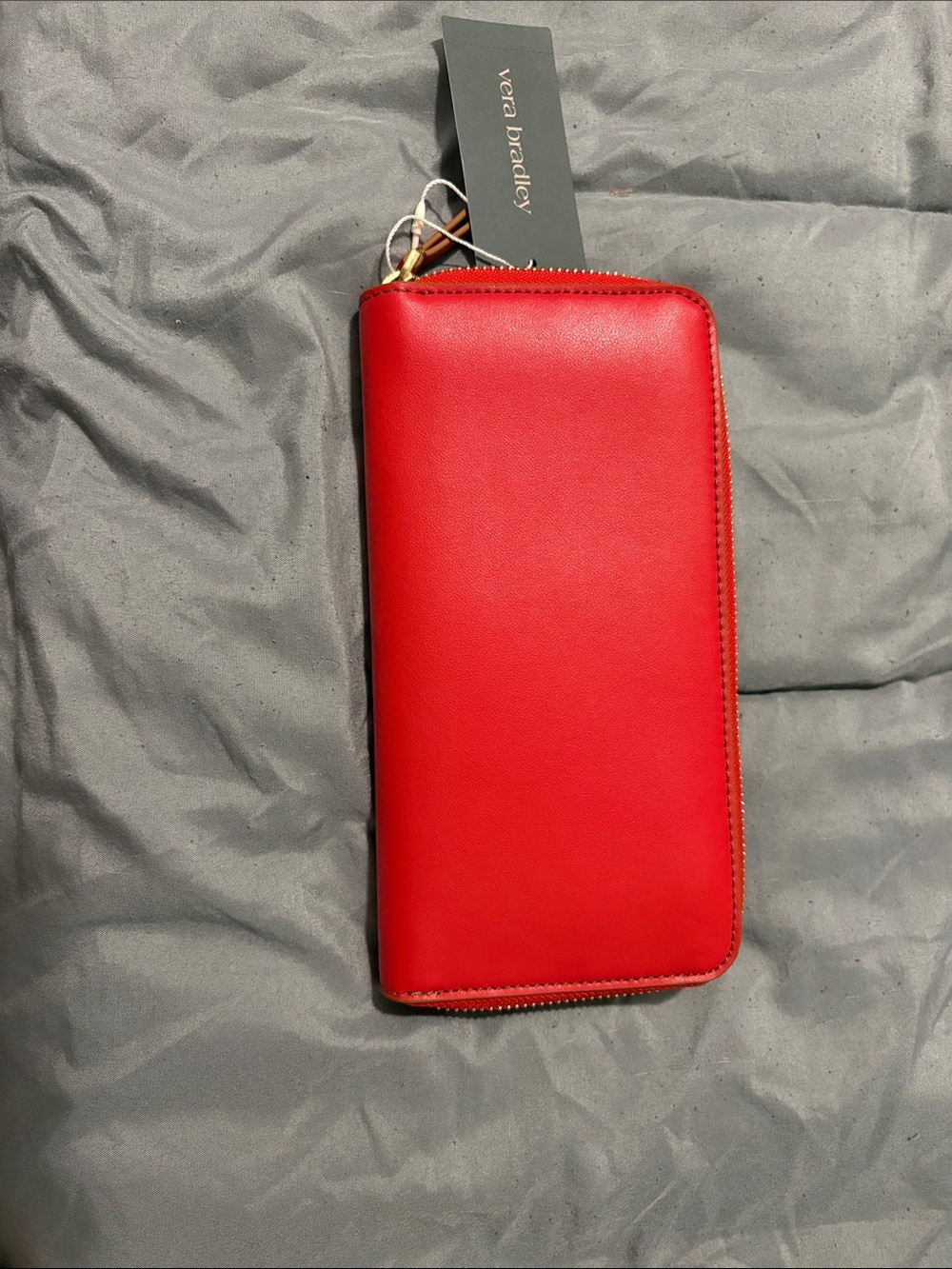 Vera Bradley Bright Red Zip Wallet with Gold Hardware